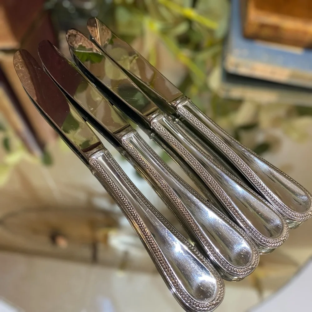 Gorham Braid Set 4 Dinner Knives Glossy 18/10 -Stainless Flatware Silverware